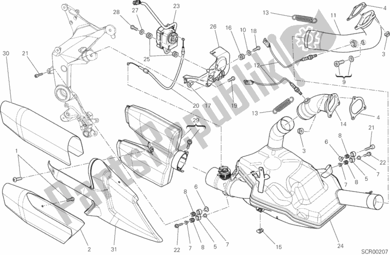 All parts for the Exhaust System of the Ducati Multistrada 1200 S GT USA 2013